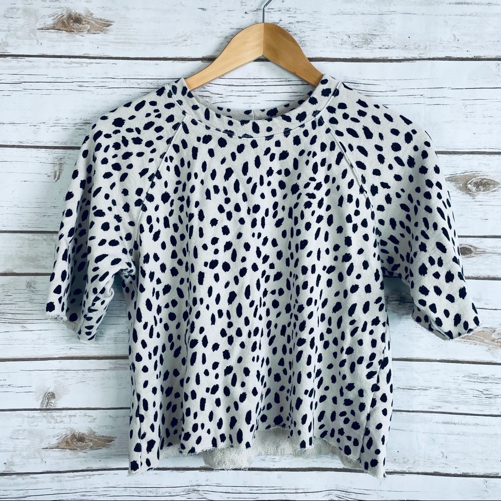 Monrow | cropped Dalmatian print raw edge hem tshirt sweatshirt